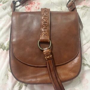 New!  King Ranch Saddle Shop Crossbody Brown Brushed Leather Shoulder Bag Purse